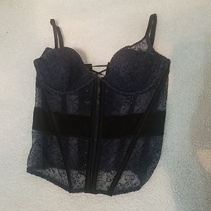 Blue and black corset